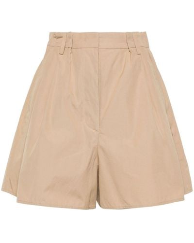 Prada High-waist Cotton Shorts - Natural