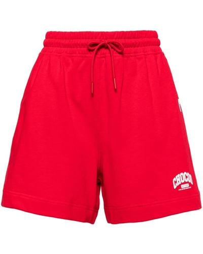 Chocoolate Logo Lettering Cotton Shorts - Red