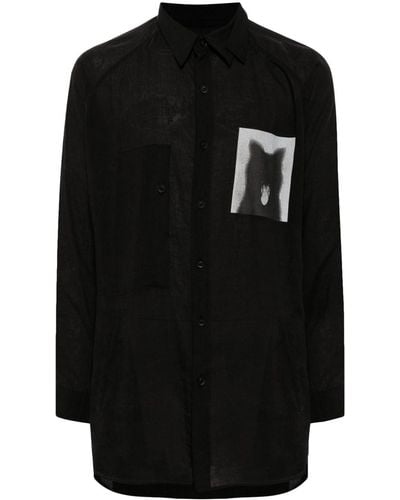 Yohji Yamamoto Overhemd Met Grafische Print - Zwart