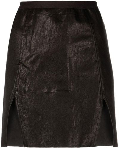 Rick Owens Side-slit Leather Miniskirt - Black