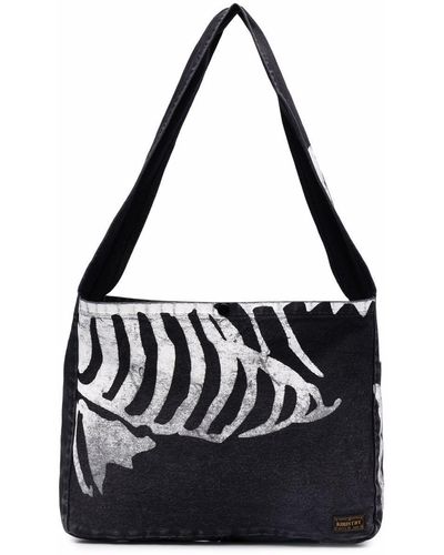 Kapital Skeleton-print Denim Shoulder Bag - Black