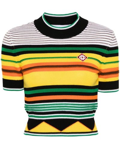 Casablancabrand Logo-patch Knitted Top - Yellow