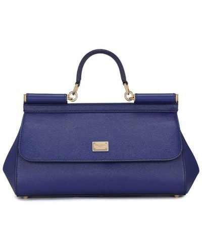Dolce & Gabbana Medium Sicily Leather Top-handle Bag - Blue