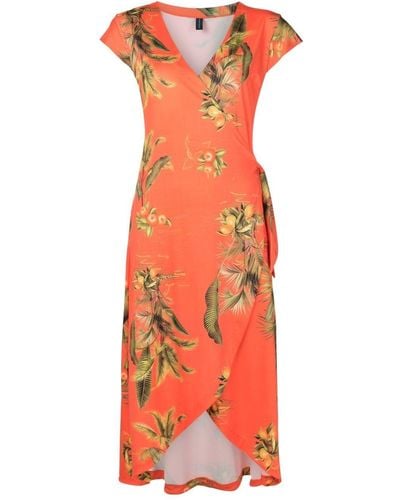 Lygia & Nanny Floral-print Wrap Dress - Orange