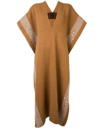 Voz Poncho Met Diamant Patroon - Bruin