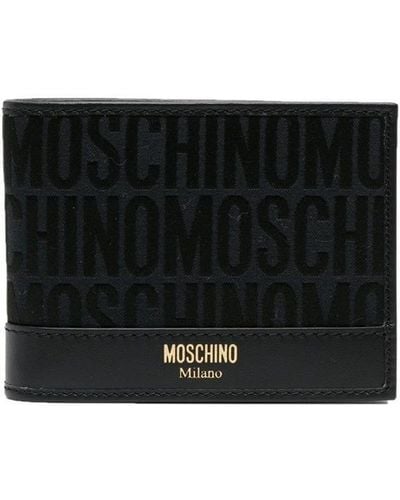 Moschino Portefeuille pliant à logo imprimé - Noir