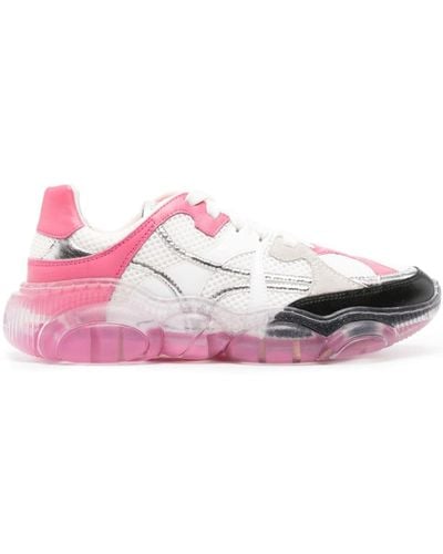 Moschino Mesh & Leather Trainers - Pink