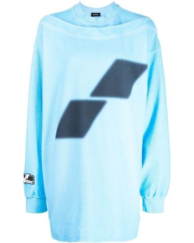 we11done Graphic-print Cotton Sweater - Blue