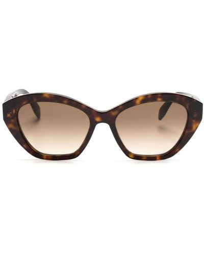 Alexander McQueen Gafas de sol con efecto de carey y montura cat eye - Neutro