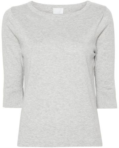 Allude Mélange-effect Fine-knit Top - White