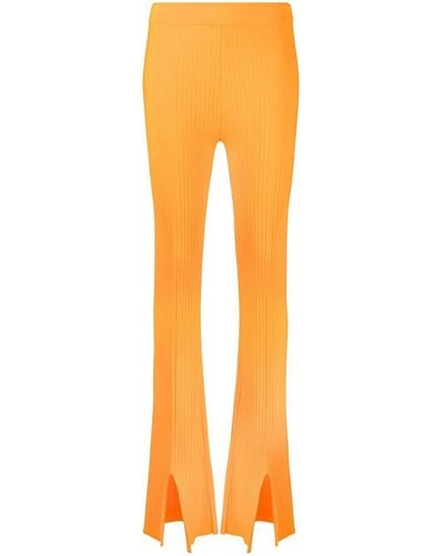 Nanushka Slit Cuff Ribbed Trousers - Orange