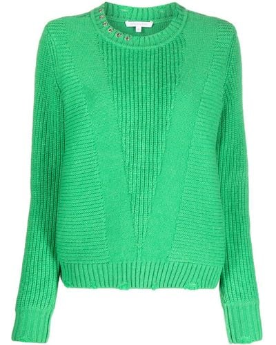 Patrizia Pepe Ring-detailing Ribbed-knit Sweater - Green