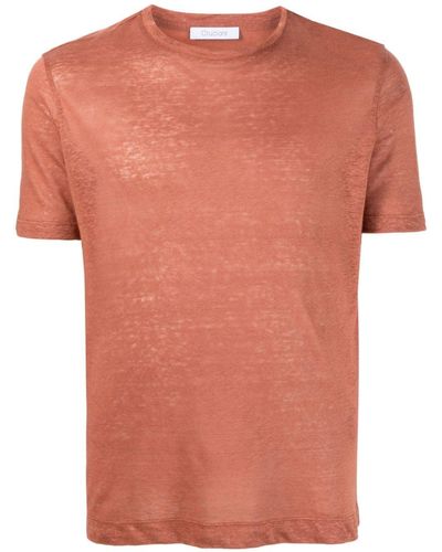 Cruciani T-shirt en lin à effet chiné - Orange