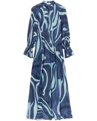 Emilio Pucci Vestido largo con estampado Marmo - Azul