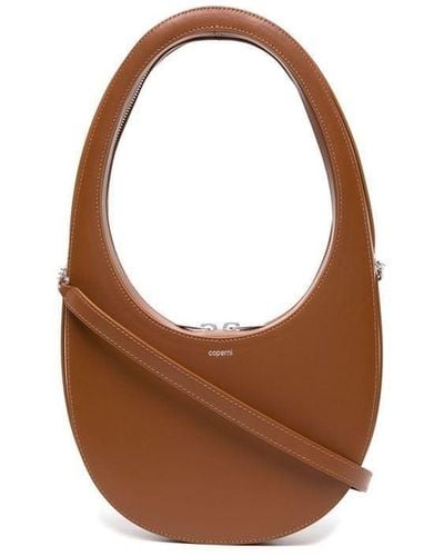 Coperni Curved Leather Crossbody Bag - Brown