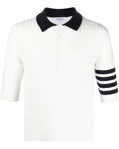 Thom Browne Poloshirt mit Streifendetail - Weiß