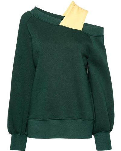 Ioana Ciolacu Nutmeg Off-shoulder Sweatshirt - Green