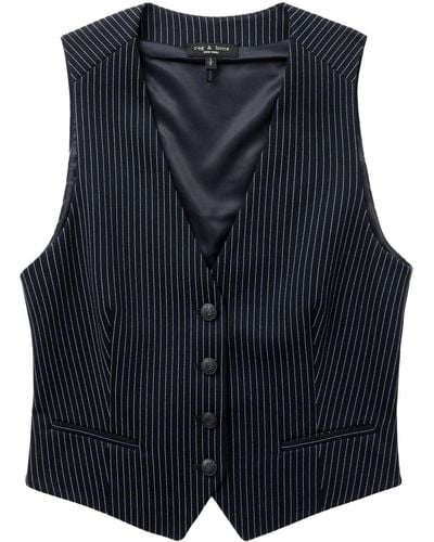 Rag & Bone Priya Striped Tailored Vest - Blue