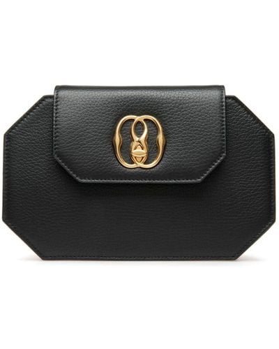 Bally Emblem Octogone Leather Mini Bag - Black