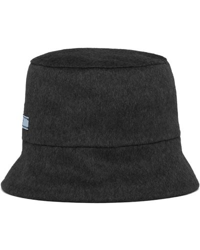 Prada Logo Patch Bucket Hat - Black