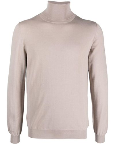 Zanone Roll-neck Fine-knit Sweater - Natural
