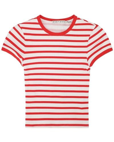 Alice + Olivia Tess Striped T-shirt - Red