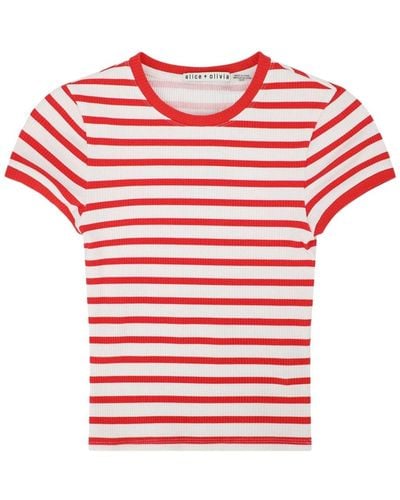 Alice + Olivia Gestreiftes Tess T-Shirt - Rot