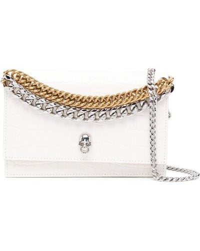 Alexander McQueen Small 'skull' Bag With Chains - White