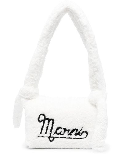 Marni Small Prisma Terry-cloth Shoulder Bag - White