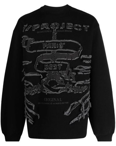 Y. Project Paris' Best Distressed Cotton Sweatshirt - Black