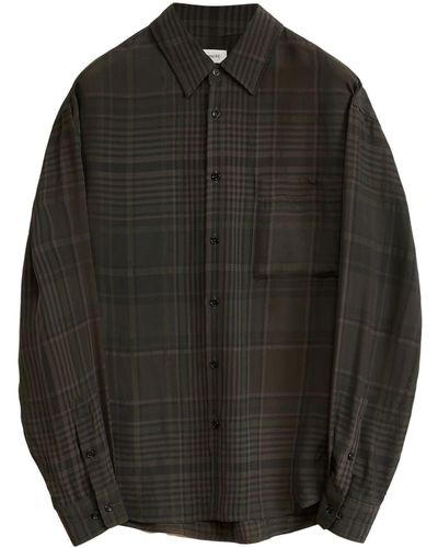 Lemaire Check-pattern Cotton Shirt - Black