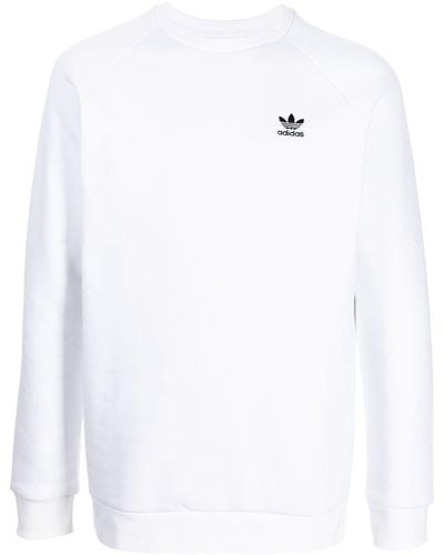 adidas Sweatshirt mit Logo-Stickerei - Weiß