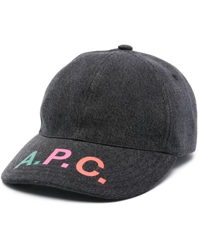 A.P.C. Baseballkappe mit Logo-Print - Grau