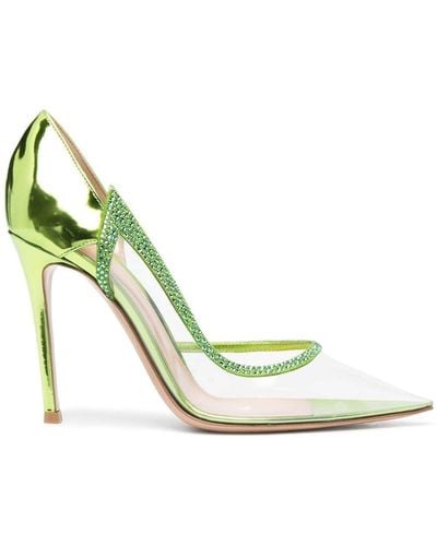 Gianvito Rossi 105 Crystal-embellished Court Shoes - Metallic