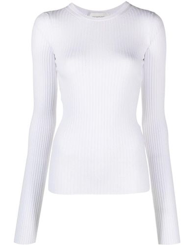 Sportmax Logo-plaque Ribbed-knit Sweatshirt - White