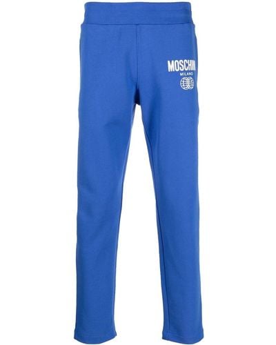 Moschino Short de sport en coton biologique à logo imprimé - Bleu