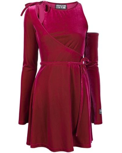 Versace Jeans Couture Robe en velours à découpes - Rouge