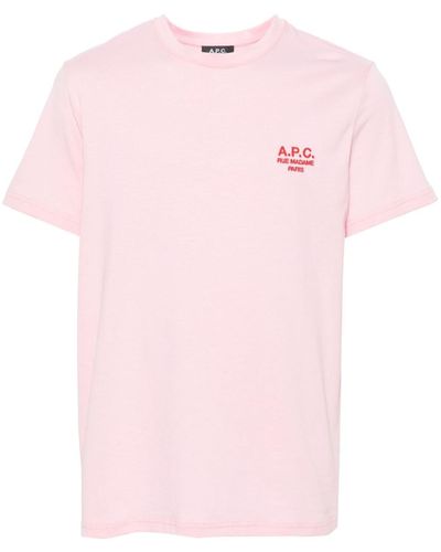 A.P.C. T-Shirt mit Logo-Stickerei - Pink