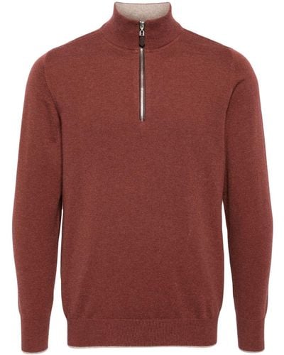 N.Peal Cashmere Knightsbridge Half-zip Sweater - Red