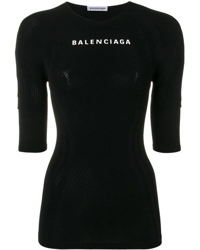 Balenciaga ロゴプリント トップ - ブラック