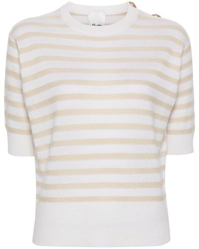 Allude Gestreepte Top - Wit