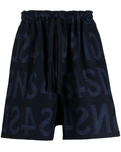 4SDESIGNS Logo-print Cotton Bermuda Shorts - Blue