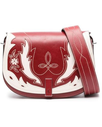 Polo Ralph Lauren Polo Id Western Leather Crossbody Bag - Red