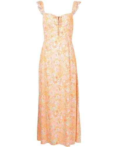 RIXO London Cecile Flutter Strappy Dress - Natural