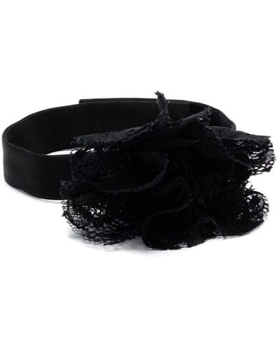 Dolce & Gabbana Floral-appliqué Satin Choker Necklace - Black