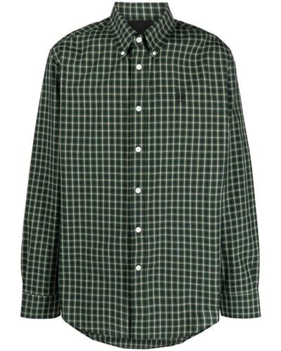 Givenchy 4g Motif-embroidered Checked Shirt - Green