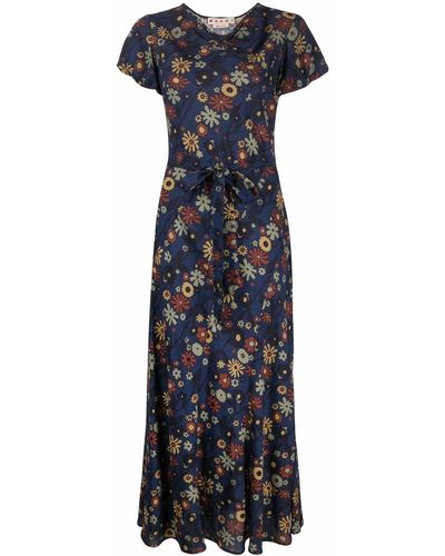 Marni Maxi-jurk Met Bloemenprint - Blauw