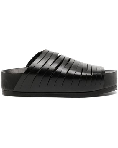 Sacai Cut-out Detailing Leather Sandals - Black