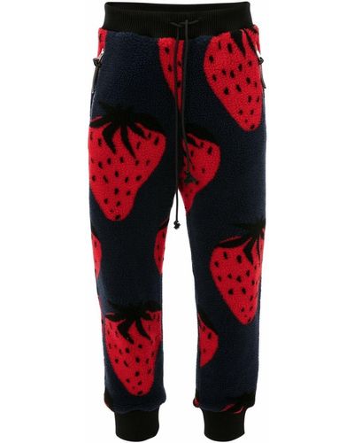 JW Anderson Strawberry-print Track Trousers - Blue
