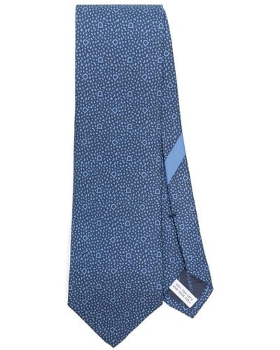 Ferragamo Cravate en soie à imprimé géométrique - Bleu